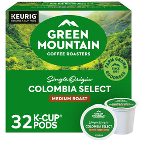 Green Mountain Colombia Select packaging highlights origin and sustainability.