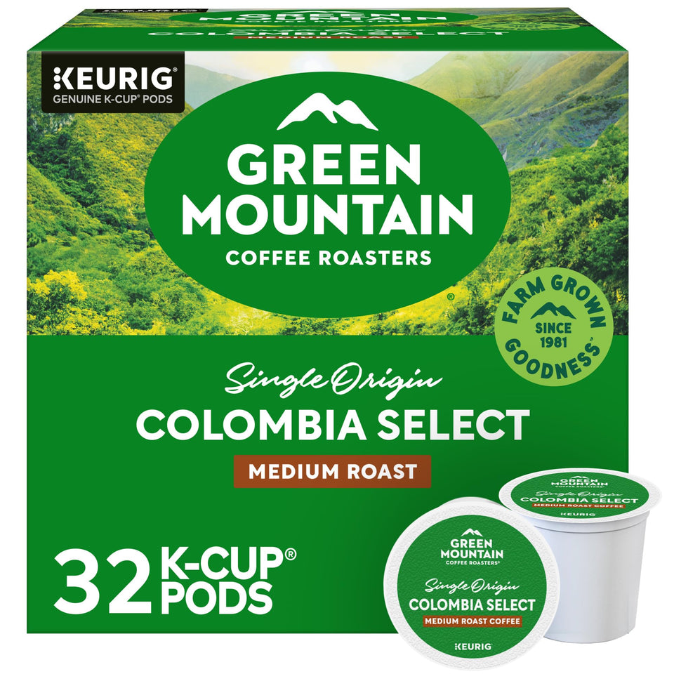 Green Mountain Colombia Select packaging highlights origin and sustainability.
