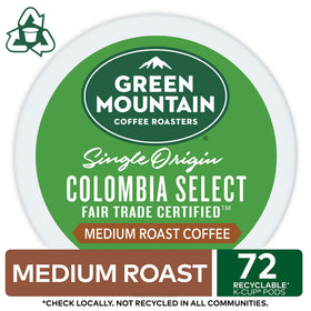 Green Mountain Colombia Select pod closeup showing rich aroma and color.