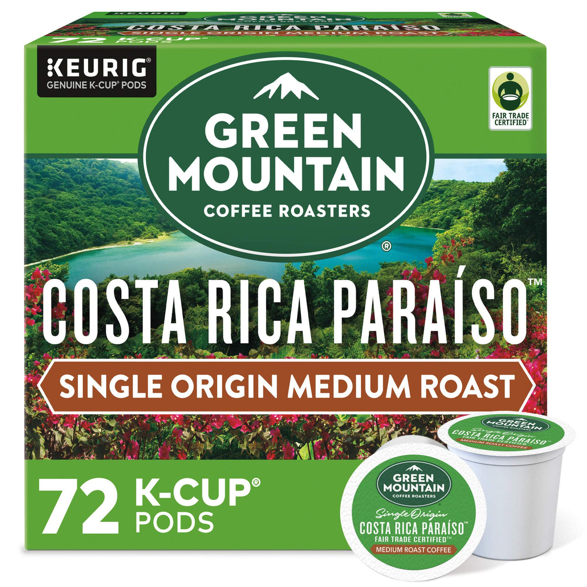 Green Mountain Costa Rica Paraiso K-Cup pod ready for Keurig machines
