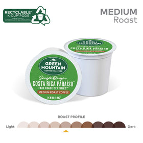 Green Mountain Paraiso packaging emphasizes Fair Trade certification benefits for farmers