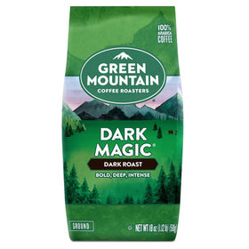 Freshly roasted Green Mountain Dark Magic beans ready to grind.