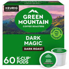 Green Mountain Dark Magic box highlights bold flavor and sustainable sourcing.