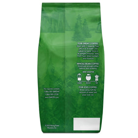 Green Mountain Dark Magic coffee-dispensing scene in a cozy kitchen.