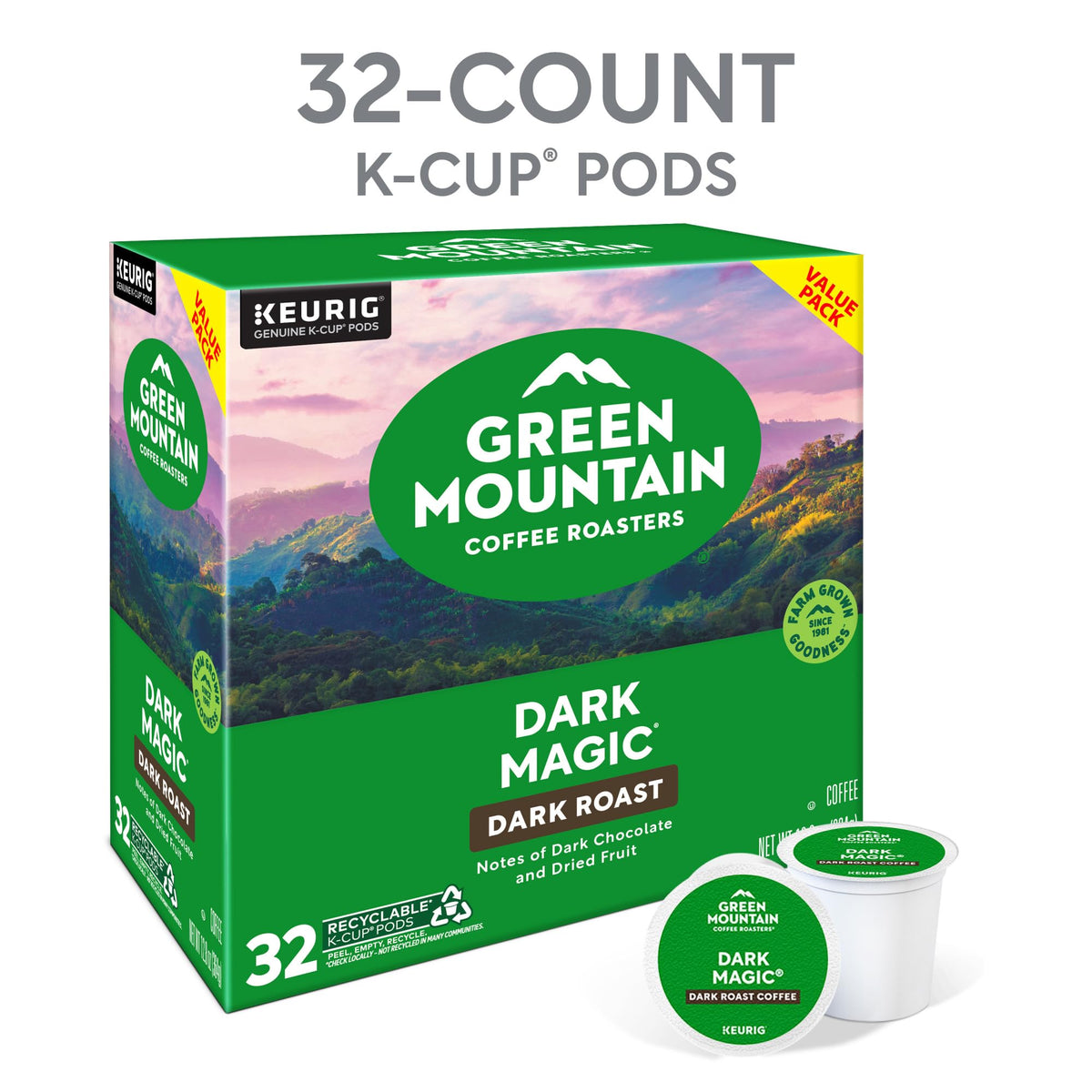 Steaming mug from Green Mountain Dark Magic, showcasing a smooth single-serve brew.