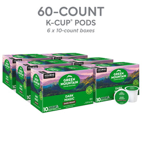 Green Mountain Dark Magic cup with steam signals a robust, chocolatey finish.