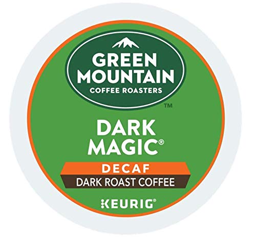 Green Mountain Dark Magic DECAF Extra Bold four-pack boxes for easy home use
