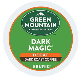 Green Mountain Dark Magic DECAF Extra Bold four-pack boxes for easy home use