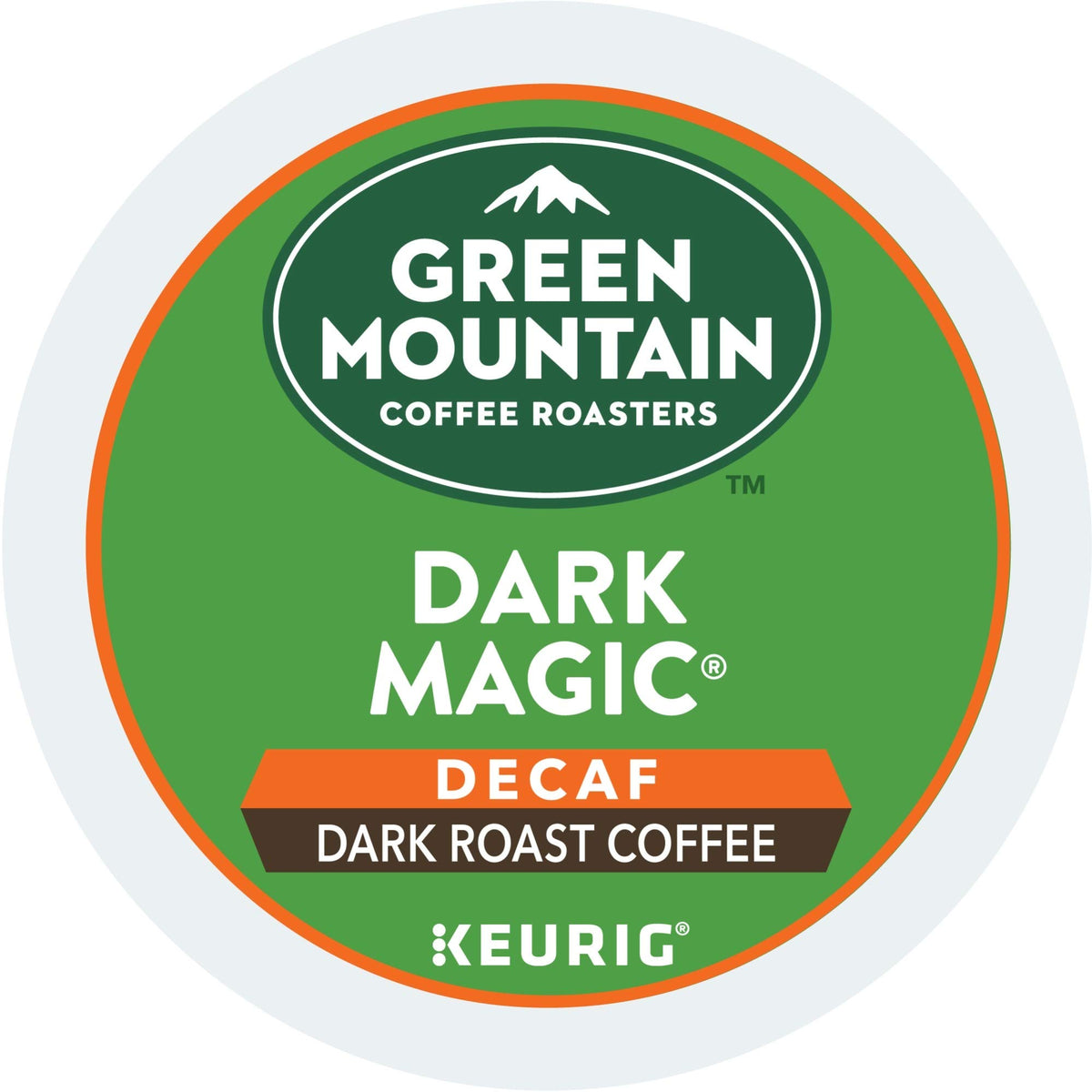 Green Mountain Dark Magic Decaf K-Cup pack with rich aroma ready for quick brew