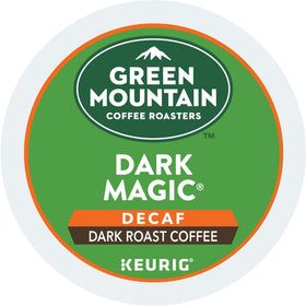 Green Mountain Dark Magic Decaf K-Cup pack with rich aroma ready for quick brew