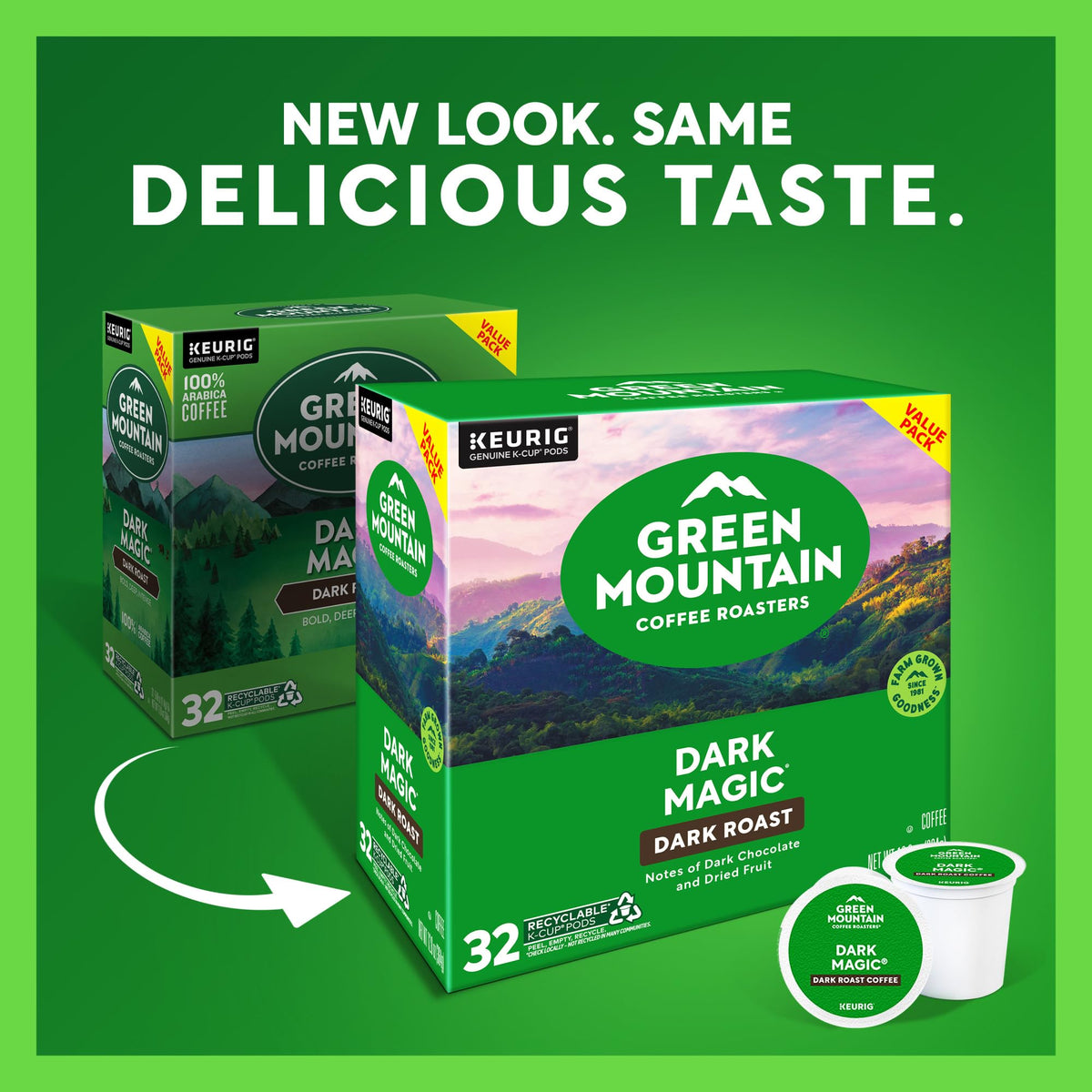 Dark Magic brew with dried fruit and chocolate notes in a cup.
