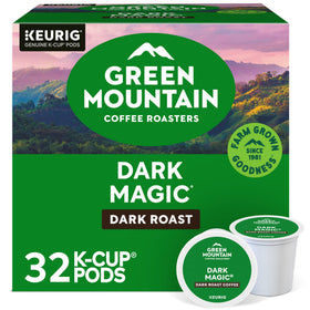 Green Mountain Dark Magic Keurig pod ready for a quick, bold brew.