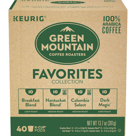Green Mountain Favorites Collection shows four roast varieties in one pack