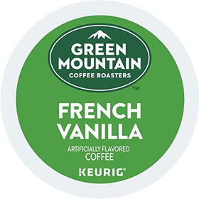 Green Mountain French Vanilla K-Cups close-up, showcasing a smooth light roast.