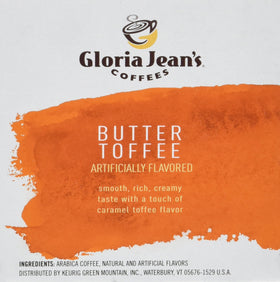 Multipack of Gloria Jeans Butter Toffee K-Cups on a shelf, ready for gifting.