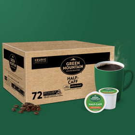 Arabica blend in Green Mountain Half Caff delivers smooth, balanced flavor.