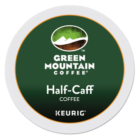 Green Mountain Half Caff K-Cup pods for a smooth, lower-caffeine brew.
