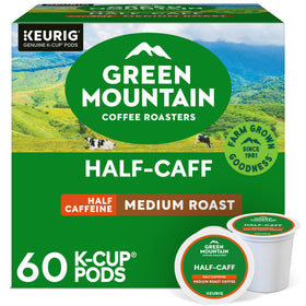 Green Mountain Half-Caff mountains scene showing a balanced cup for outdoor energy