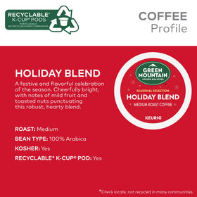 Green Mountain Holiday Blend OU Kosher label on packaging
