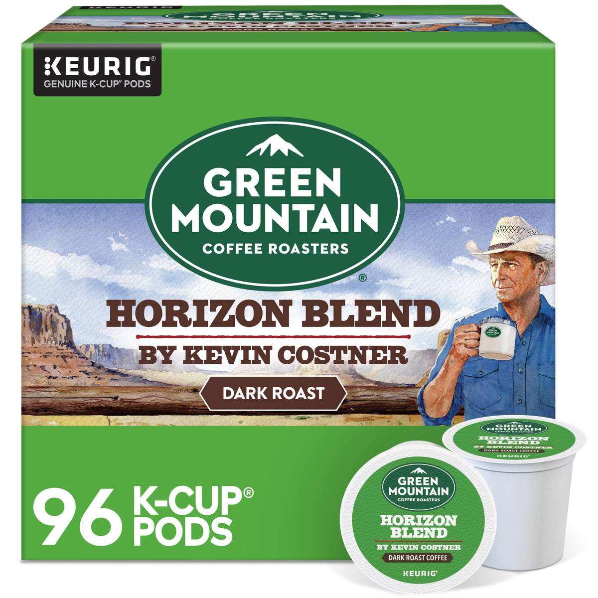 Green Mountain Horizon Blend label on a K-Cup for premium taste.