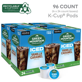 Green Mountain ICED Vanilla Caramel K-Cup pod for quick, café-quality iced coffee