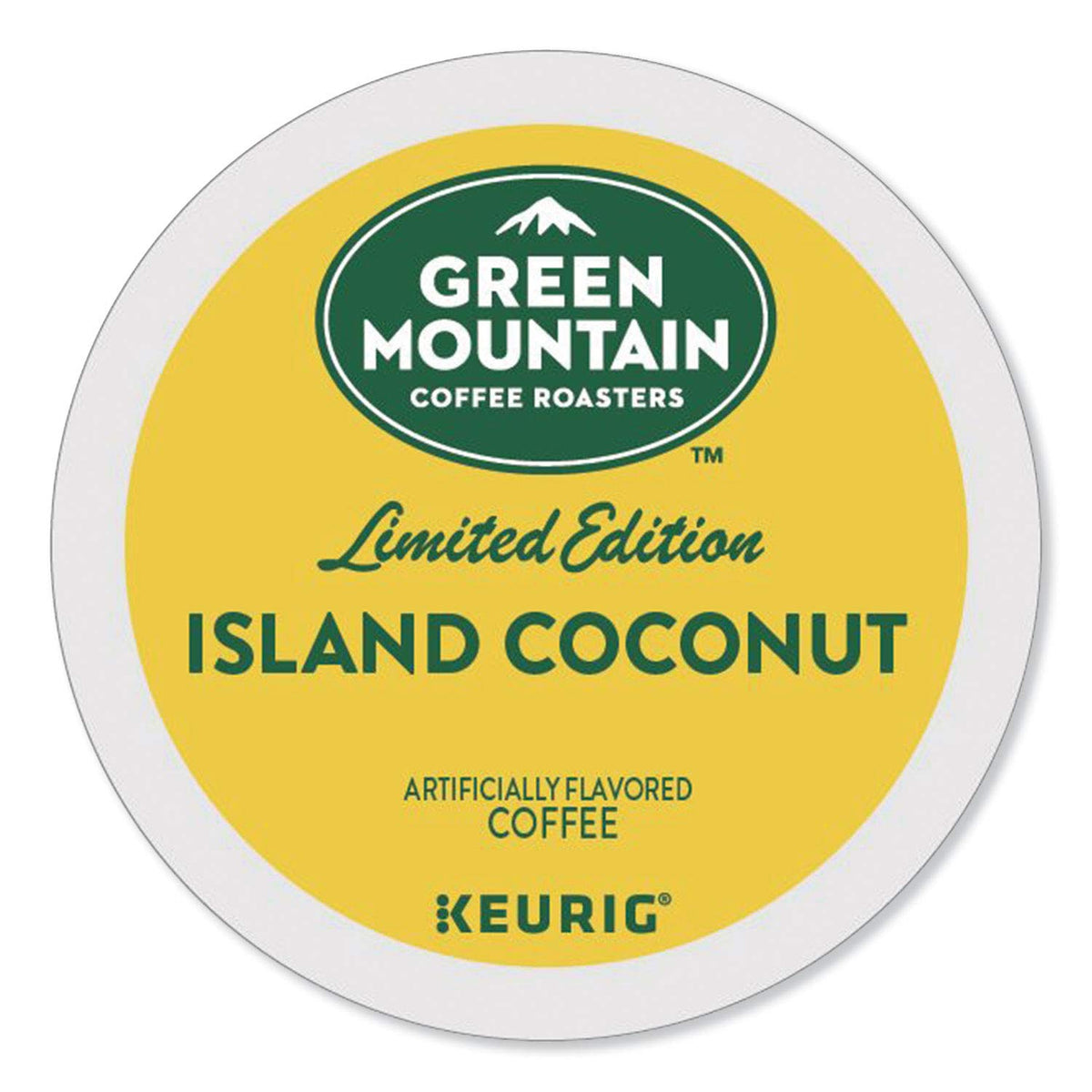 Green Mountain Island Coconut K-Cups cup ready for quick coconut coffee.