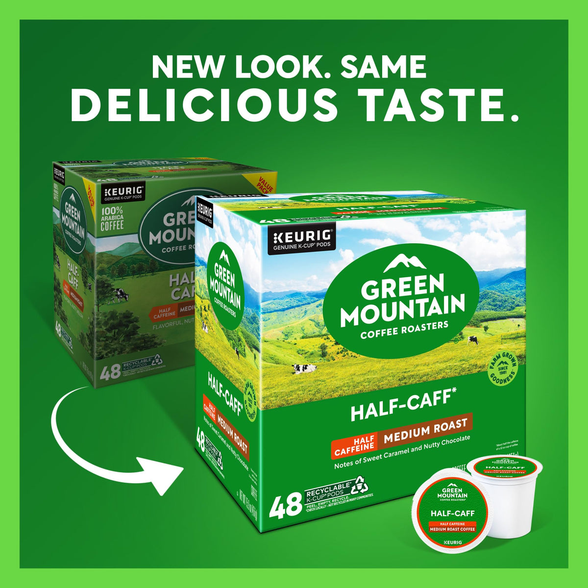 Close-up of Green Mountain Medium Roast Arabica beans signaling rich flavor