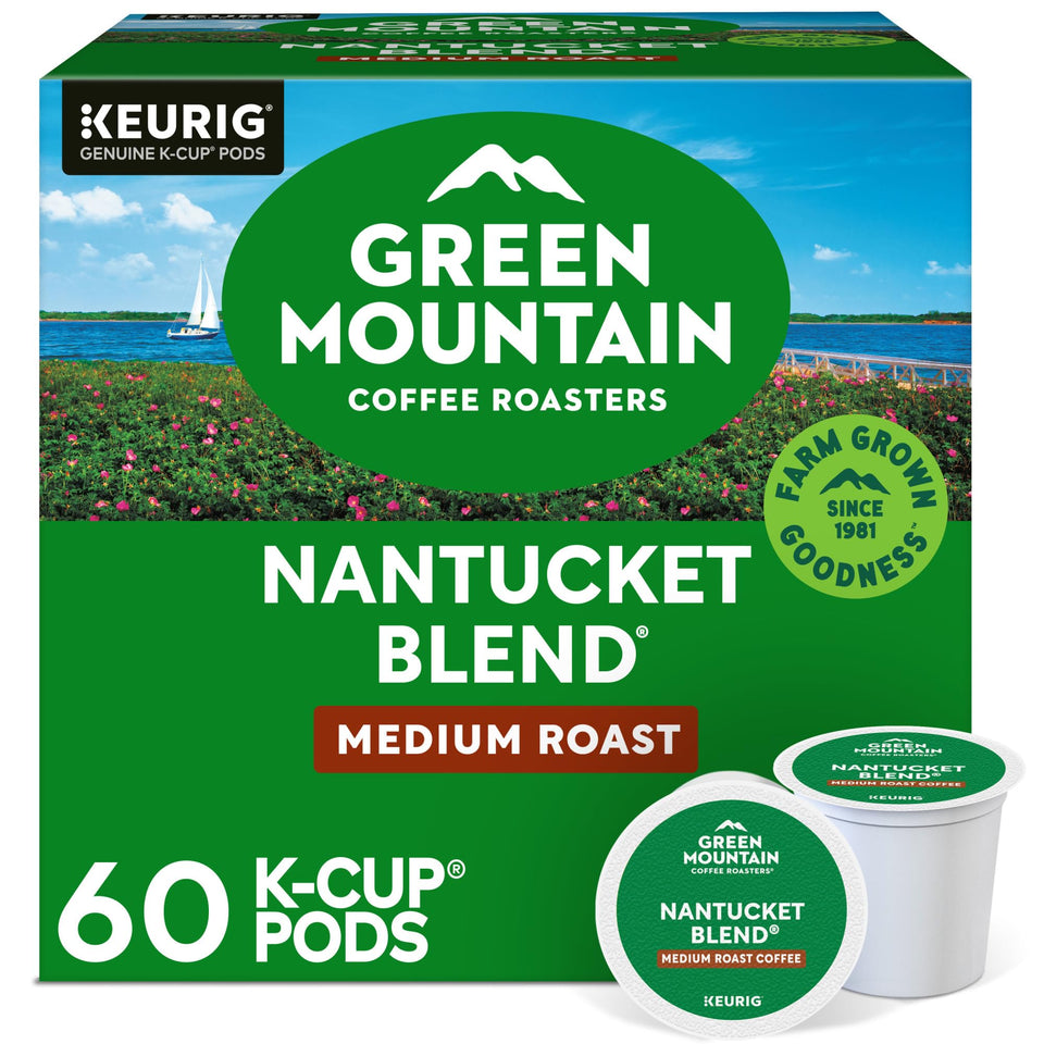 Green Mountain Nantucket Blend K-Cup pod for a balanced morning brew.