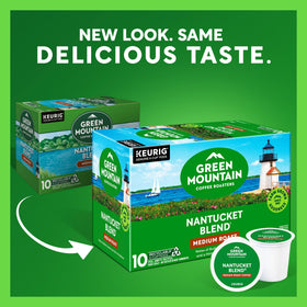 Nantucket Blend packaging close-up highlighting recyclable K-Cups.