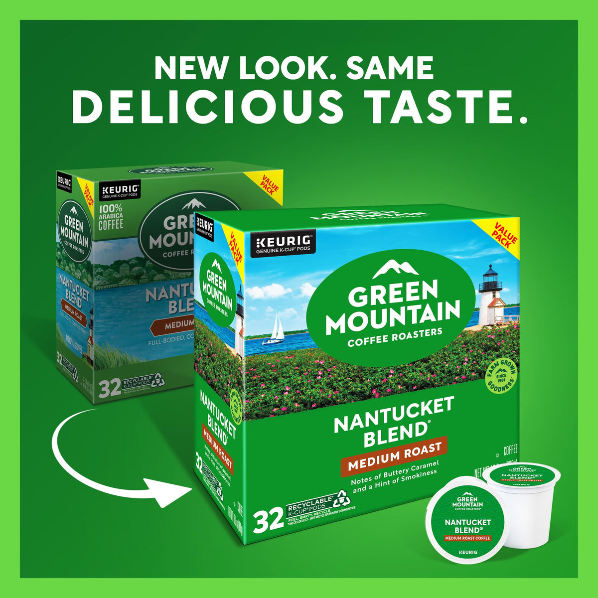 Steaming Nantucket Blend cup shows balanced berry and chocolate notes.