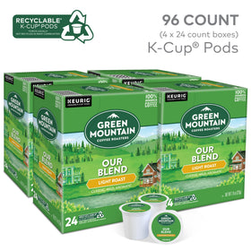 Green Mountain Our Blend Keurig pods in a 96-count pack, ready for everyday use.