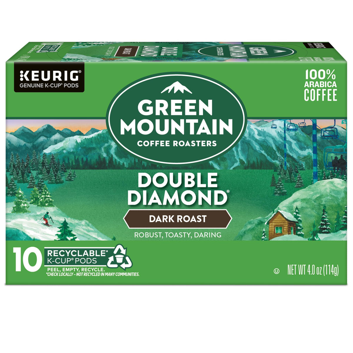 Recyclable K-Cup pod label indicates simple disposal where available.