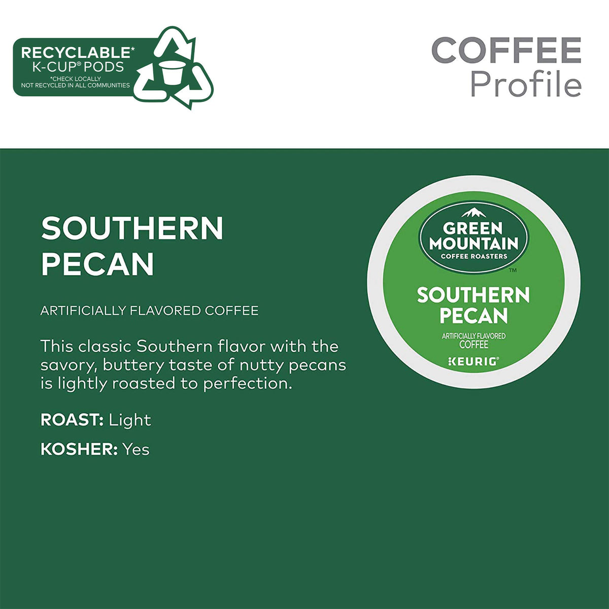 Green Mountain Southern Pecan K-Cup pod compatible with Keurig machines