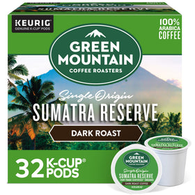 Green Mountain Coffee Roasters Sumatra Reserve K-Cup pod ready for brewing.