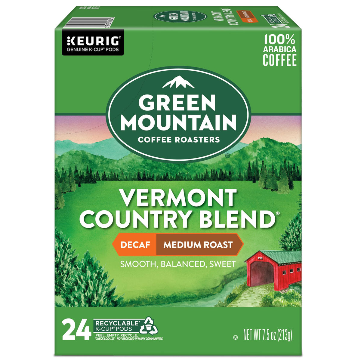 Green Mountain Vermont Country Blend Decaf K-Cup in kitchen setting for daily use