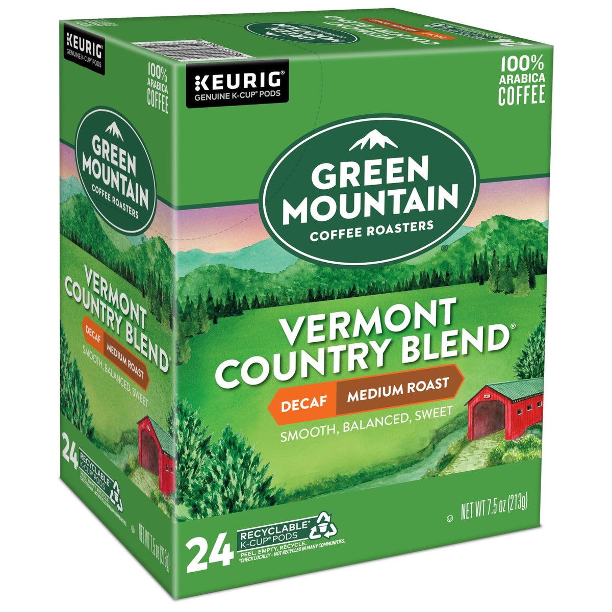Green Mountain Vermont Country Blend Decaf K-Cups ready for office coffee breaks