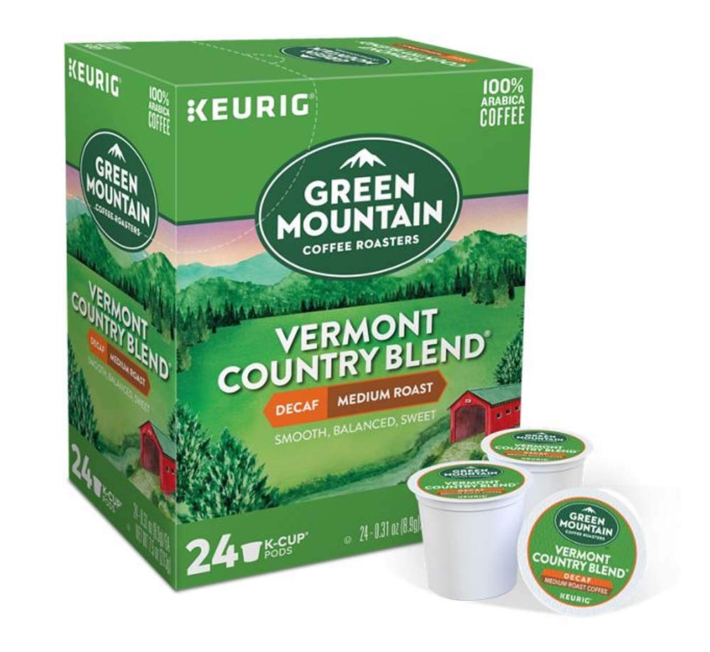 Green Mountain Vermont Decaf K-Cup pod, ideal for a smooth, caffeine-free evening brew