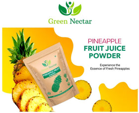 GREEN NECTAR pineapple powder scoop on the bag, ready for smoothies and baking.