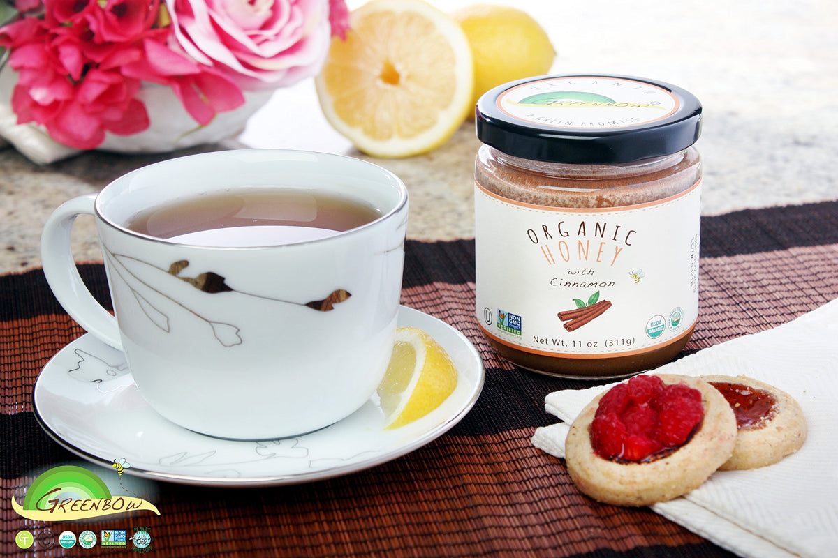 Greenbow Organic Honey with Cinnamon over yogurt bowl