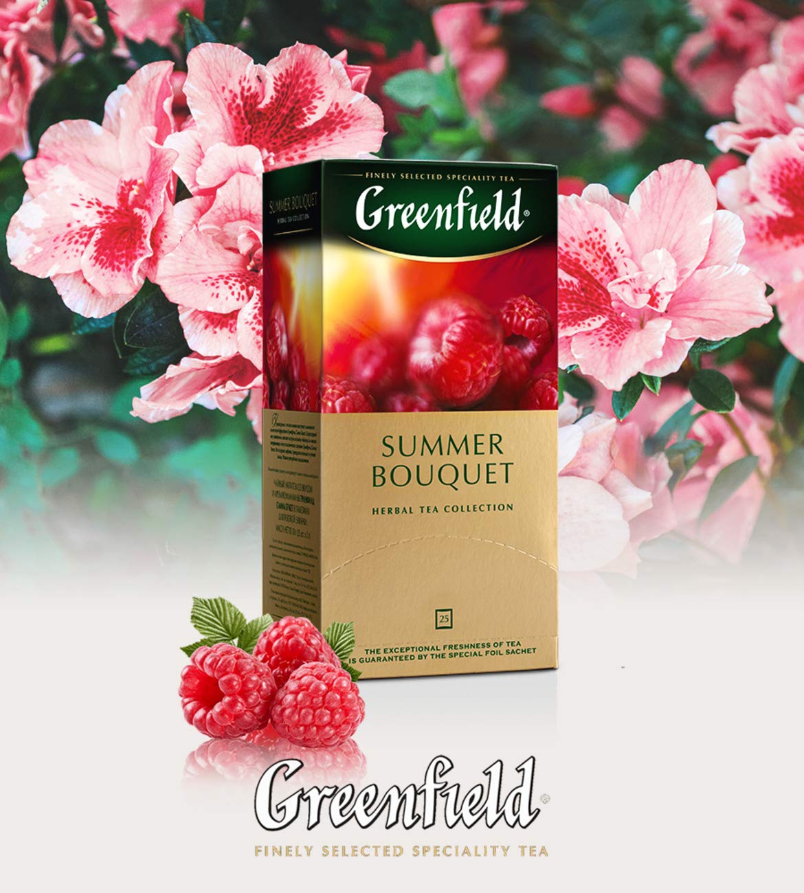 Greenfield Fruity infusion brews a ruby-red tea with lively flavor.