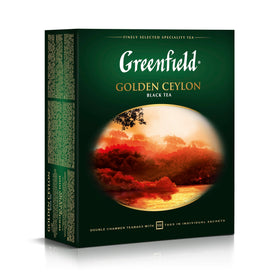 Greenfield Golden Ceylon tea bags in foil sachets preserve aroma and freshness.