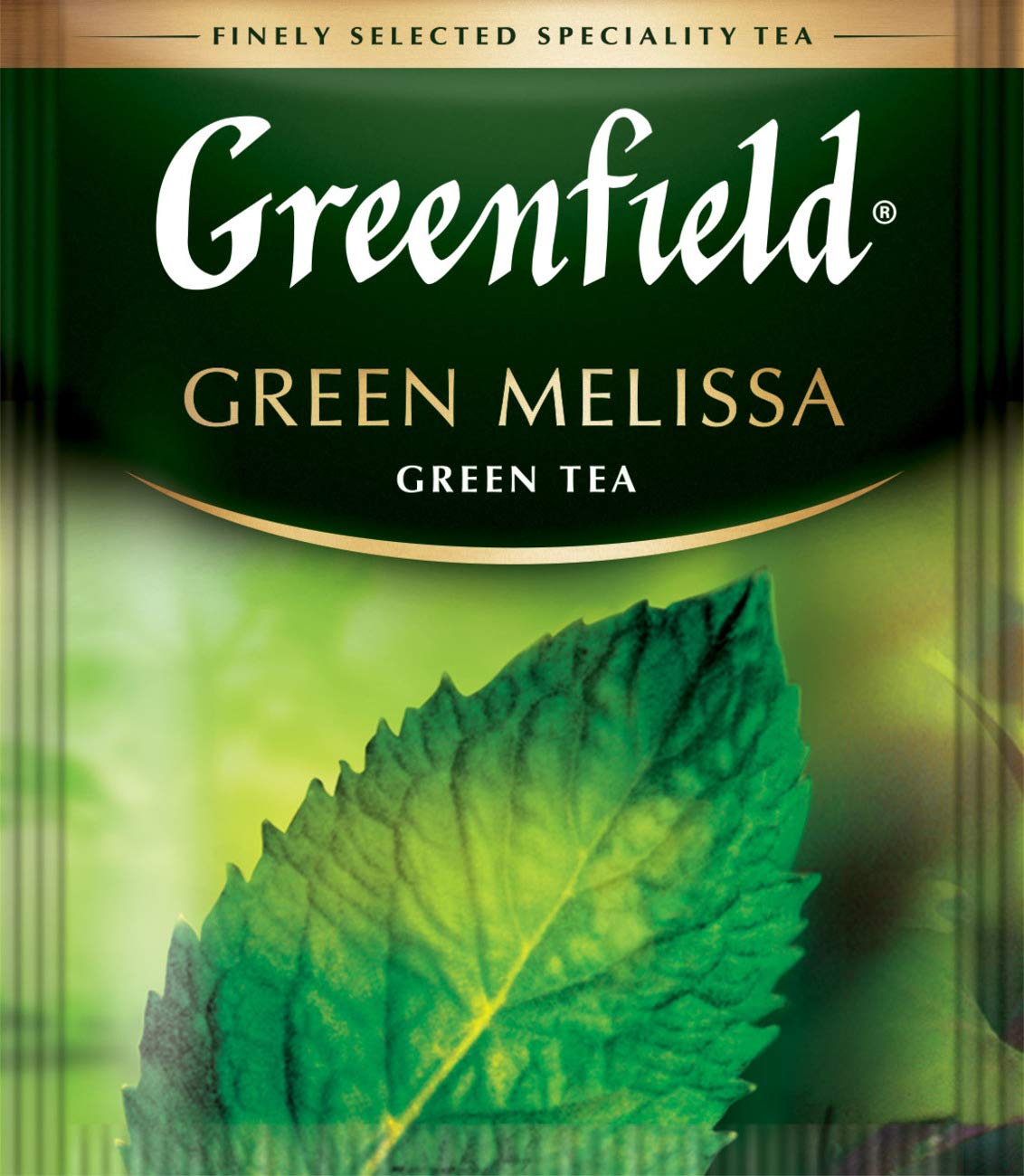 Greenfield lemon balm green tea bag highlights bright citrus note for uplifting breaks.