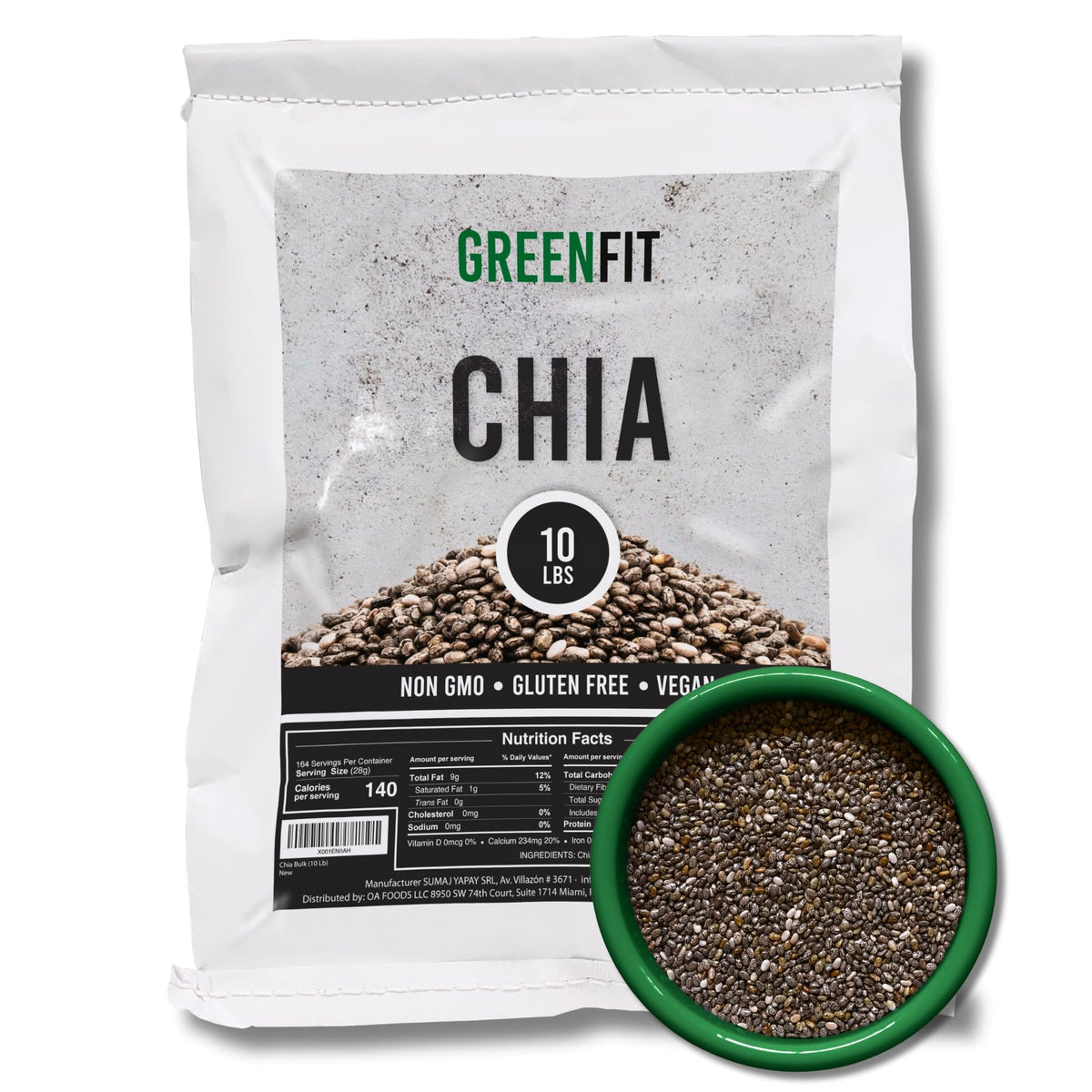 Greenfit bulk chia seeds 10lbs bag for pantry staples and bulk savings