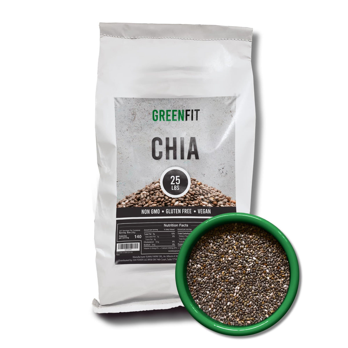 Greenfit chia seeds bulk bag packaging for bulk purchases