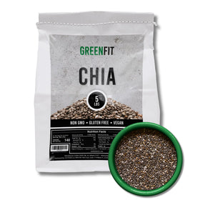 Greenfit premium bulk chia seeds in a clear bag, ideal for bulk meal prep.