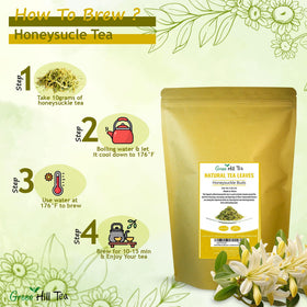 Brewing Greenhilltea honeysuckle tea in a cup, hot or iced
