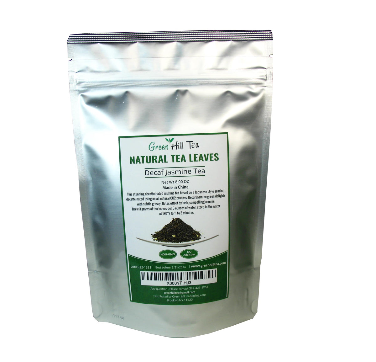 Greenhilltea Decaf Jasmine Green Tea aroma image highlighting calming jasmine notes.