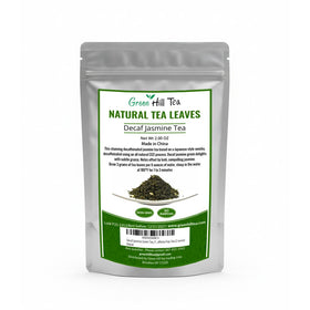 Greenhilltea decaf jasmine green tea loose leaves with fragrant aroma for caffeine-free moments.