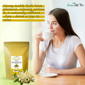Loose-leaf honeysuckle tea from Greenhilltea ready for customizable brewing strength