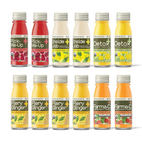 Greenhouse Juice Co. Fiery Ginger shot bottles ready for daily vitality
